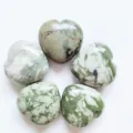 Natural green stone crystal heart ornament variant, polished jade agate love gemstone piece - Auspicious Jade