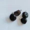 Natural stone pendant variant, irregular semi-precious stone DIY necklace charm jewelry. - Black Stone