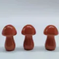 Natural red crystal stone mushroom figurine ornament, polished gemstone decor for home. - Red Jasper (Red Stone)