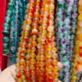 Vibrant colored chalcedony loose beads gemstone round beads for DIY bracelet jewelry making. - Orange 2