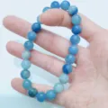 Natural blue crystal agate stone bead bracelet fashion simple single circle jewelry for women - Blue Aventurine