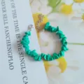 Green chip stone bracelet with lobster clasp and extension chain, irregular gemstone jewelry. - Malachite (Synthetic)