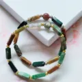 Natural gemstone bar bead bracelet multi-color crystal beaded jewelry fashion gift - Indian Agate