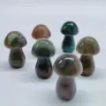 Natural crystal stone mushroom figurine decor, hand-carved agate gemstone ornament. - Indian Agate