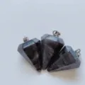 Pendolo in cristallo naturale esagonale ciondolo sfaccettato agata scura collana accessorio - Lampo Nero