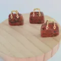 Natural stone mini handbag crystal pendant cute gemstone bag charm creative jewelry decor - Red Marble