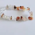 Natural irregular stone chip stretch bracelet, colorful crystal quartz jewelry for daily wear. - Red Flower Jasper