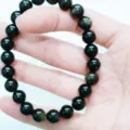 Natural gold sheen obsidian beaded bracelet, black gemstone round beads stretch jewelry for men - Gold Sheen Obsidian