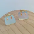 Mini Handbag Crystal Pendant Variant, Opal Effect Stone Bag Jewelry in Blue and Gold Finish - Opal (Synthetic)