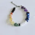 Natural crystal chip irregular gemstone bracelet with metal lobster clasp extension chain - Rainbow