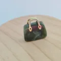 Mini crystal handbag pendant, green natural stone purse charm with gold handle variant. - Southern Jade