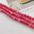 Pink chalcedony gemstone round loose beads DIY bracelet jewelry making accessories - Pink Design 4