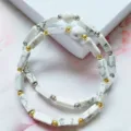 White marble stone rectangular beads bracelet with gold and silver metal spacers for women - Howlite