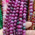 Colorful chalcedony loose beads, dual-tone gemstone round beads for DIY bracelet jewelry making - Pink and Green 2