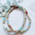 Natural stone rectangular bead bracelet with metal spacer beads fashion fresh energy - Shoushan Stone - Blue (Synthetic)