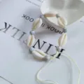 Bohemian natural shell braided bracelet handmade wax cord beads beach jewelry for women - White Turquoise Beige Cord