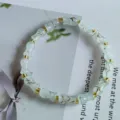 Bracelet de perles de bambou vert clair de style chinois avec intercalaires dorés, bijoux. - Bouteille - Vert