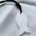 Natural crystal fish pendant necklace with black braided rope for daily wear accessories. - White Crystal