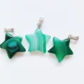 Green crystal star pendant jewelry DIY necklace accessory charms crystal gemstone 3pcs pack - Green Agate
