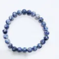 Natural blue stone beaded bracelet single circle crystal gemstone jewelry for men women unisex - Blue Spot Stone
