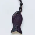 Purple goldstone fish pendant necklace with black braided rope, lovely aquatic charm. - Blue Goldstone (Synthetic)