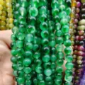 Green chalcedony loose beads semi-finished round bead strands for DIY bracelet jewelry accessories. - Green 4