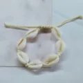 Boho natural cowrie shell braided bracelet adjustable waxed cord handmade beach jewelry - Off-White without Tail Beads