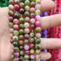 Multicolored chalcedony gemstone round beads for DIY bracelet jewelry making options. - 011