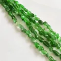 6-8mm Natural Irregular Green Crystal Stone Beads Strands Semi-Finished Jewelry - Synthetic Green Cat Eye