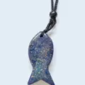 Natural Lapis Lazuli Crystal Fish Pendant Necklace with Woven Cord Fashion Jewelry SKU - Lapis Lazuli