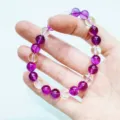 Purple and clear crystal beaded bracelet 8mm round gemstone bracelet for women daily wear - Ametrine