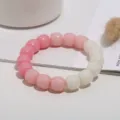 Bracelet de perles rose et blanc, joli bracelet en acrylique style bambou pour femme. - Rose