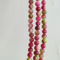 Perles en chalcedonie colorees degrade bicolore rondes pour bracelet DIY fabrication de bijoux - Rose et Vert 3