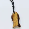 Natural tiger eye stone fish pendant necklace with black braided rope chic jewelry accessory - Tiger Eye Stone Bracelet
