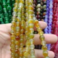 Colored chalcedony loose beads two tone round stone beads DIY bracelet jewelry making - Yellow Style 2