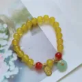 Nouveau bracelet de perles de style chinois avec pendentif doré et charme pour les femmes. - Jaune et Ping'an Kou
