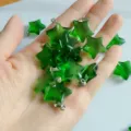 Green crystal star pendants with bails for DIY jewelry making, necklaces and bracelets. - Green Glass
