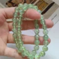 Natural green crystal beaded bracelet single circle minimalist gemstone jewelry accessory for women - Prehnite