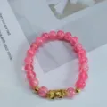 Bracelet Perles Cristal Rose Pi Xiu Or Élégant Style Chinois Bijou Femme Variante - Rose Craquelé
