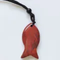 Natural crystal red fish pendant necklace with black woven rope auspicious jewelry gift. - African Red Agate