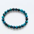 Blue Tiger Eye Gemstone Bead Bracelet Natural Stone Single Circle Crystal Healing Jewelry - Lake Blue Tiger Eye