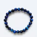 Blue Tiger Eye Stone Bracelet 8mm Round Bead Crystal Gemstone Jewelry Simple Fashion Single Circle - Lapis Blue Tiger Eye (Grade A)