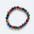 Colorful natural stone beaded bracelet for men and women, multi-color gemstone stretch jewelry. - Colorful Tiger's Eye