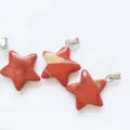 Natural Red Jasper Five Pointed Star Pendant 2cm Crystal DIY Necklace Bracelet Item - Red Jasper