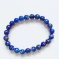 Natural lapis lazuli gemstone bead bracelet single circle crystal jewelry unisex daily wear. - Lapis Lazuli