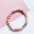 Natural multi-color crystal gemstone beaded bracelet, simple single-circle chic wrist jewelry. - Imitation Plum Blossom Tourmaline