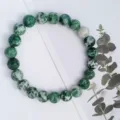 Natural green stone beaded bracelet 8mm simple round gemstone charm bracelet for women fashion - Green Spot Stone