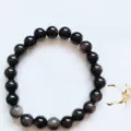 Natural Silver Obsidian Beaded Bracelet Single Circle Gemstone Crystal Jewelry Variant Item - Silver Sheen Obsidian