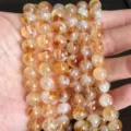 Natural yellow crystal quartz round beads loose strands for jewelry making DIY fashion. - Yellow Crystal