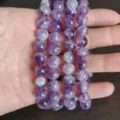 Natural Amethyst Crystal Bead Bracelet 8mm Simple Single Circle Round Gemstone Fashion Jewelry - Dog Tooth Amethyst